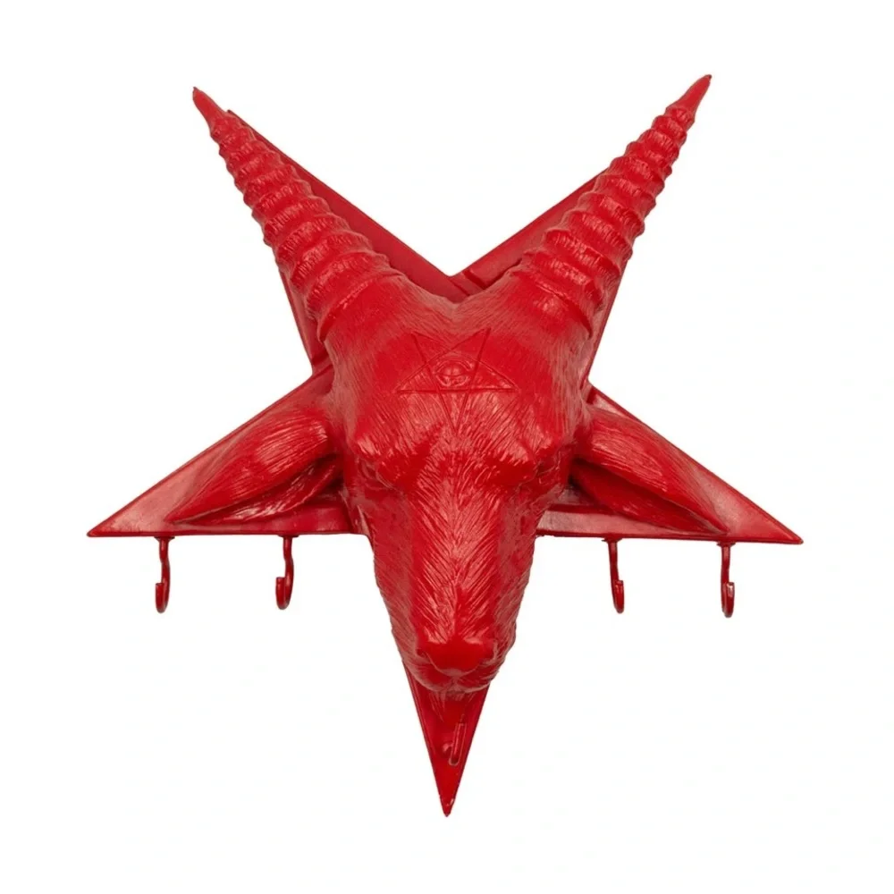 Red Goat Head Baphomet Wall Key holding hanger NWT